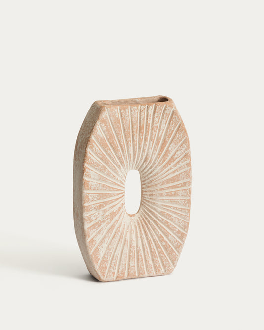 Vaso Valura in cartapesta rosa e beige 31 cm