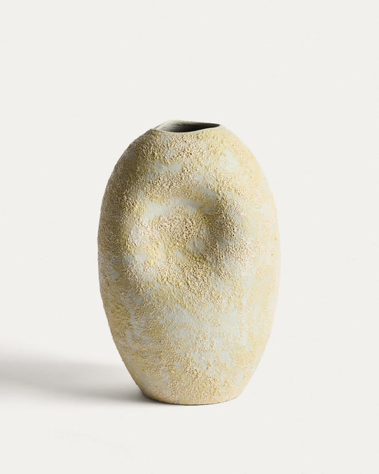 Vaso Medira in ceramica ecrù e gialla 32,5 cm