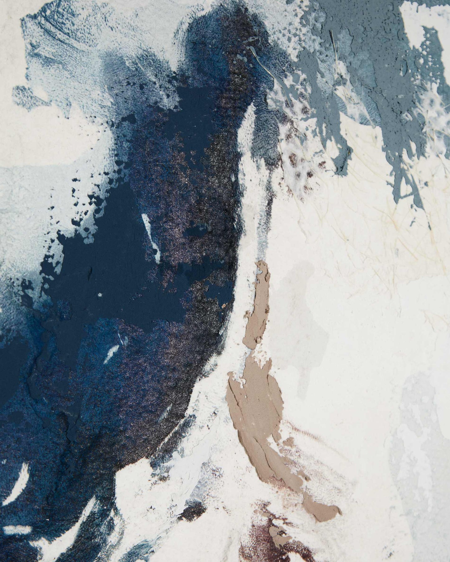 Quadro astratto Erale grigio e blu dipinto a mano (120 x 200 cm)