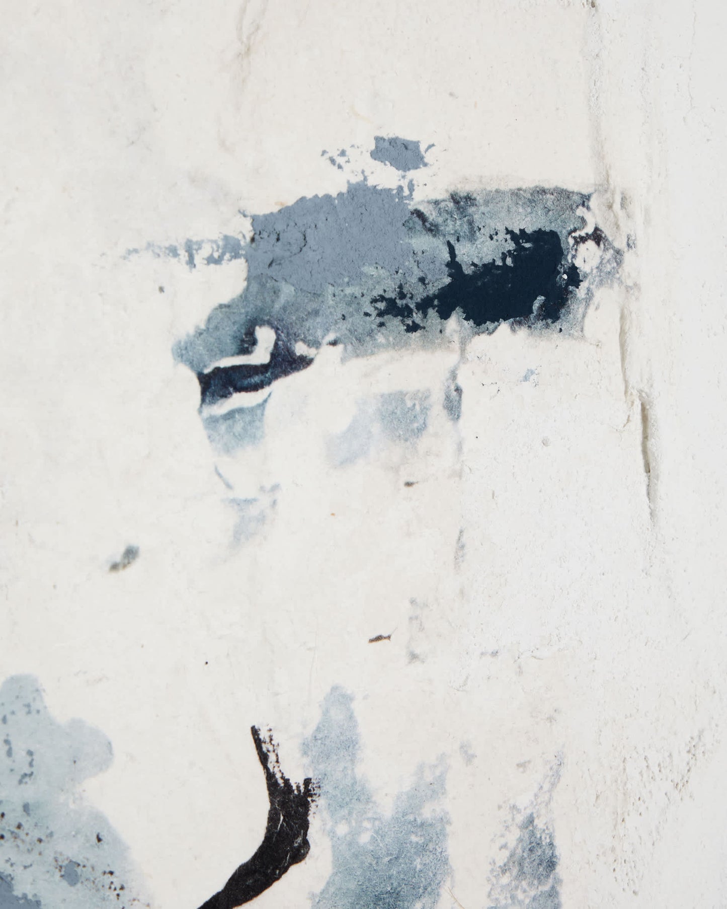 Quadro astratto Erale grigio e blu dipinto a mano (47 x 182 cm)