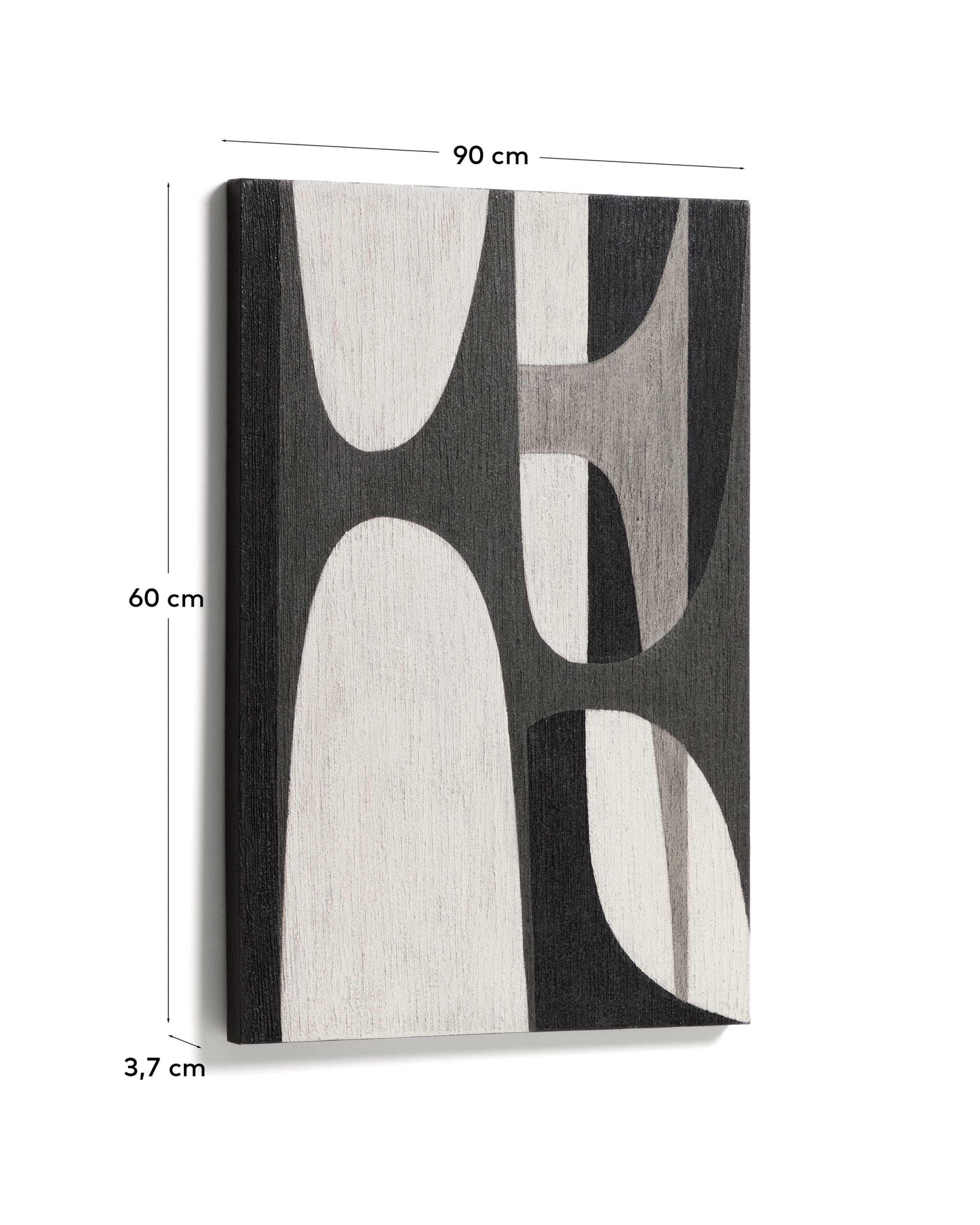 Quadro astratto Onure in bianco e nero (60 x 90 cm)