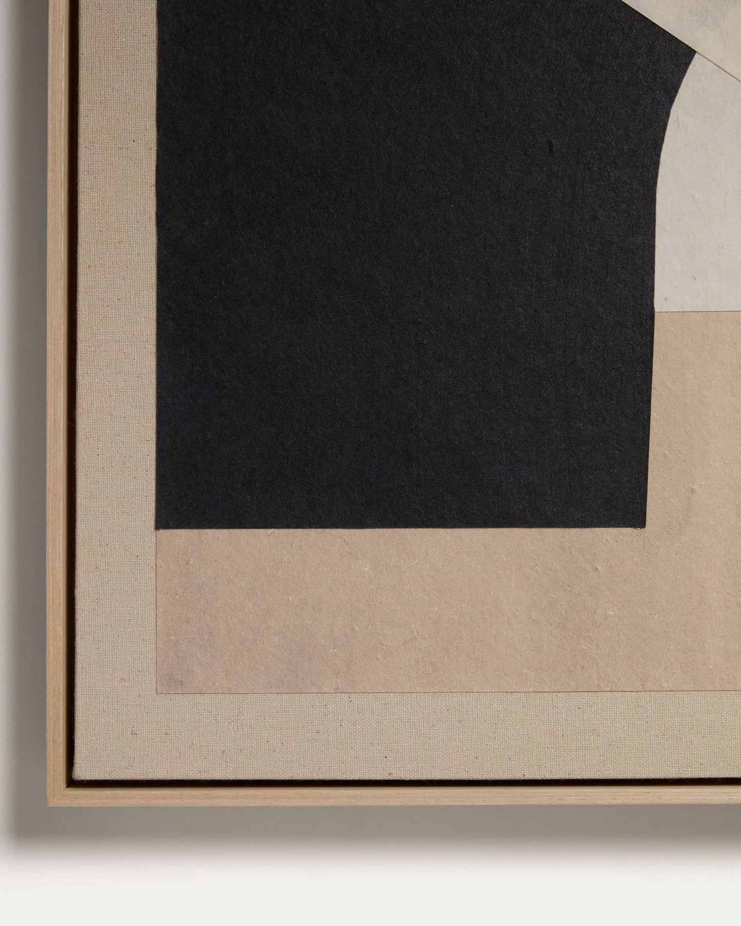 Quadro astratto Varo in carta e lino beige, 50 x 70 cm