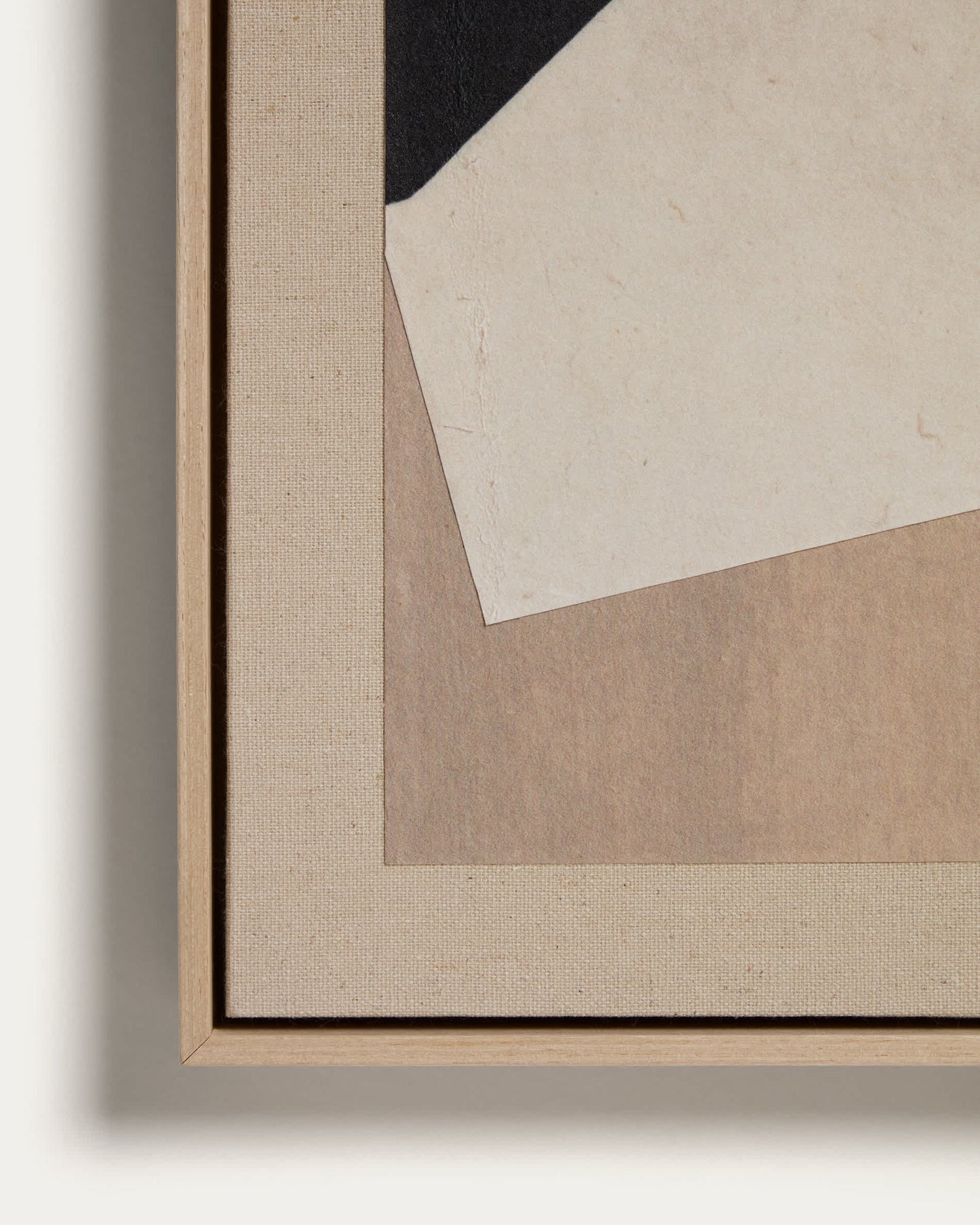 Quadro astratto Varo in carta e lino beige, 50 x 70 cm