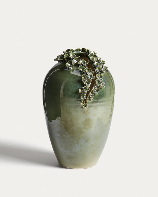 Vaso Ederia in ceramica verde oliva 33 cm