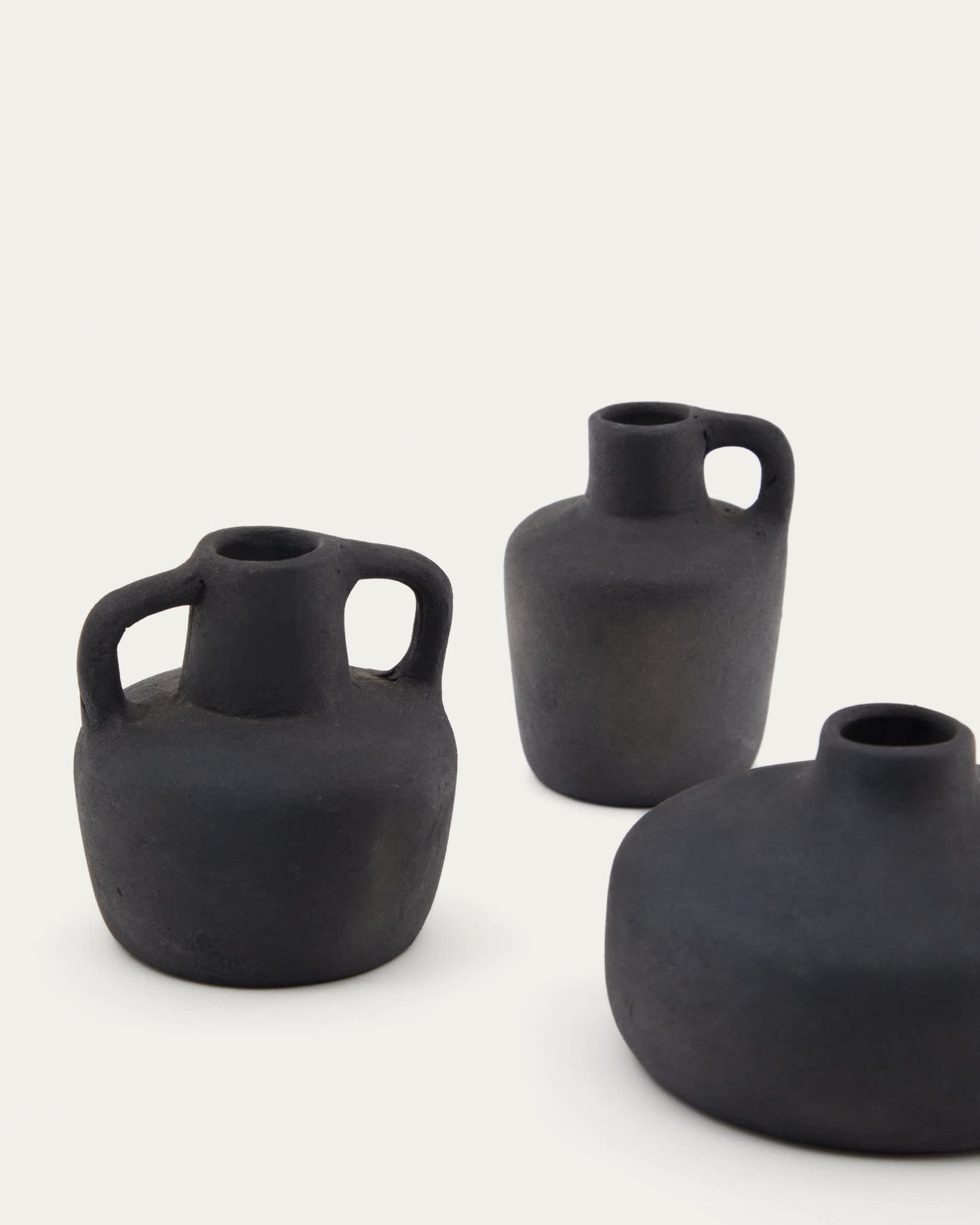 Vasi Sofra set di 3 in terracotta con finitura in nero 6 cm / 7 cm / 10 cm