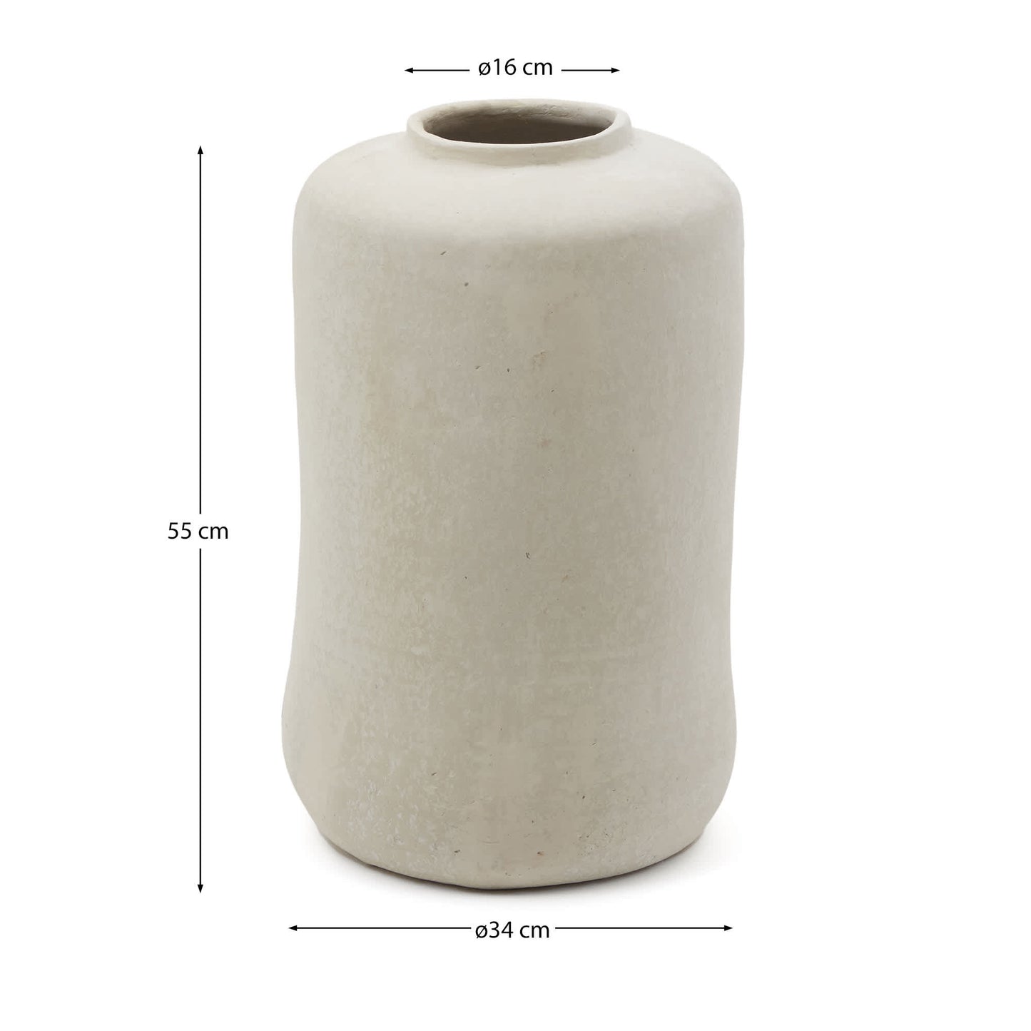 Vaso Serina in cartapesta bianca 34 cm, altezza 55 cm