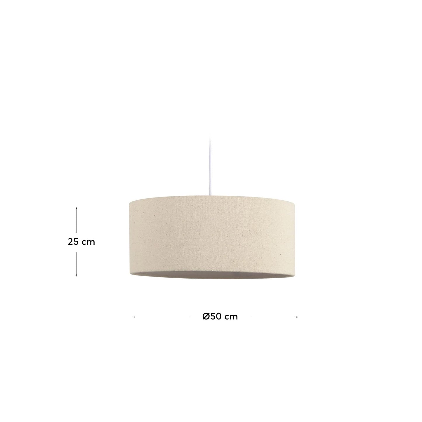 Plafoniera Nazli grande in lino con finitura beige Ø 50 cm