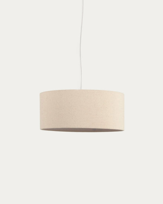 Plafoniera Nazli grande in lino con finitura beige Ø 50 cm
