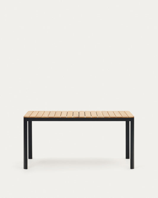 Tavolo 100% da esterno Bona legno massello di teca e alluminio finitura nera 160x90 cm