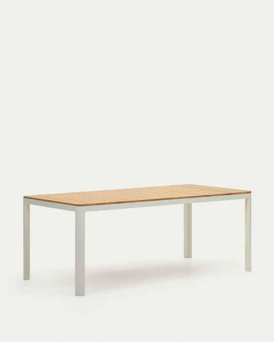 Tavolo esterno Bona legno massello di teca e alluminio finitura bianca 200 x 100 cm