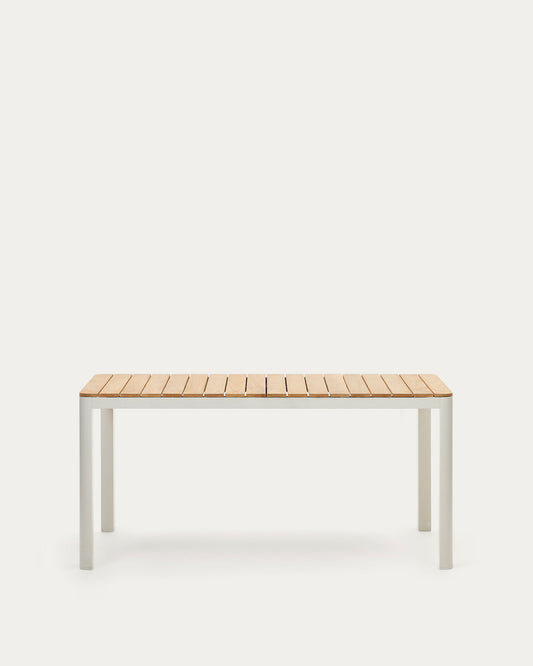 Tavolo 100% da esterno Bona legno massello di teca e alluminio finitura bianca 160x90 cm