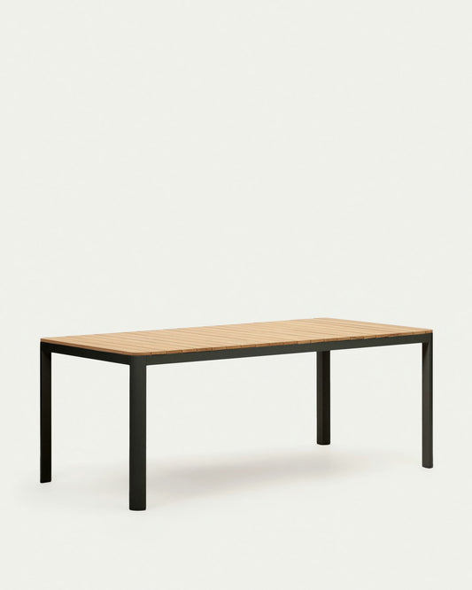 Tavolo da esterno Bona legno massello di teca e alluminio finitura nera 200 x 100 cm
