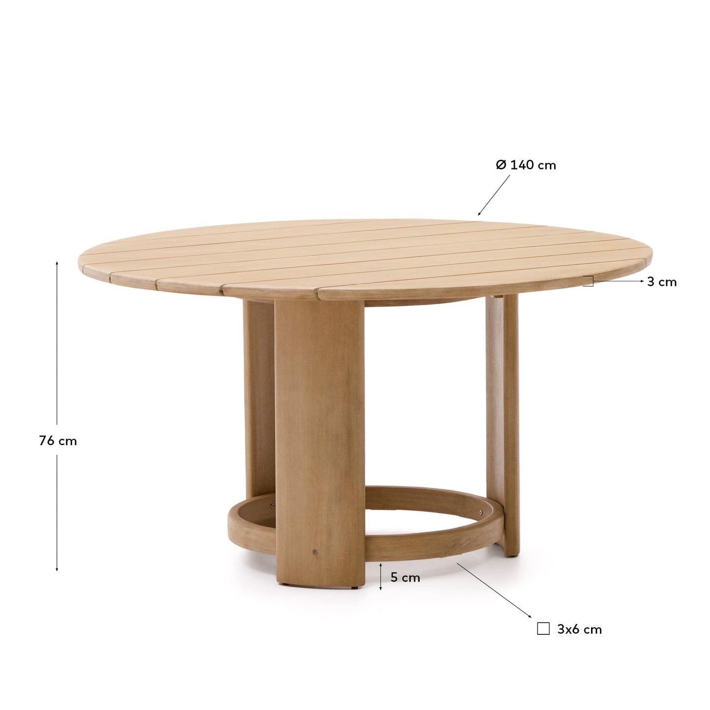 Tavolo rotondo Xoriguer in legno massiccio di eucalipto Ø140 cm