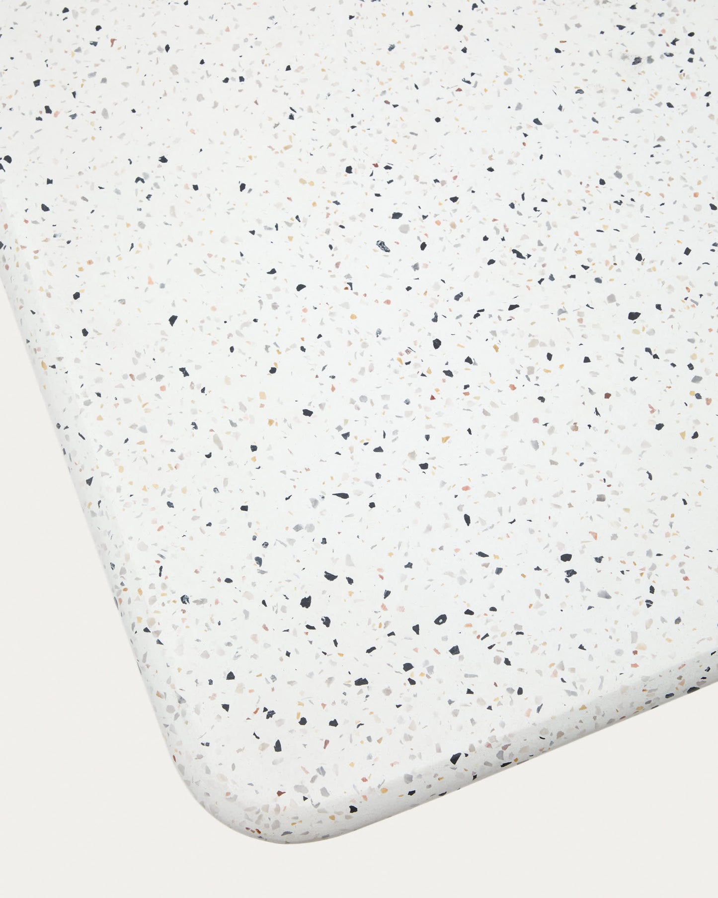 Tavolo alto da bar Saura in terrazzo bianco con piano in terrazzo bianco 95 x 70 x 70 cm