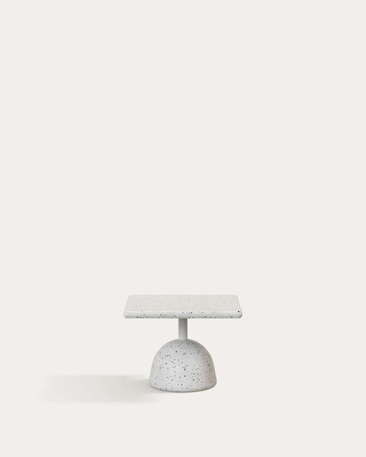Tavolino Saura in terrazzo bianco con piano in terrazzo bianco 32 x 48 x 48 cm