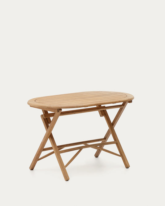Tavolo pieghevole Dandara in legno massiccio di acacia con finitura naturale Ø 120 x 60 cm