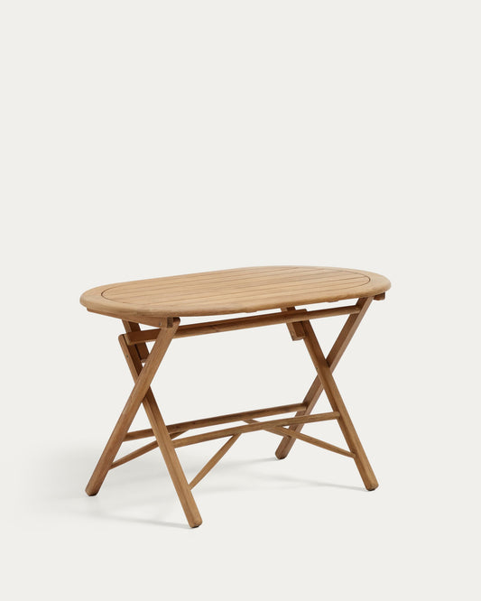Tavolo pieghevole Dandara in legno massiccio di acacia con finitura naturale Ø 120 x 60 cm