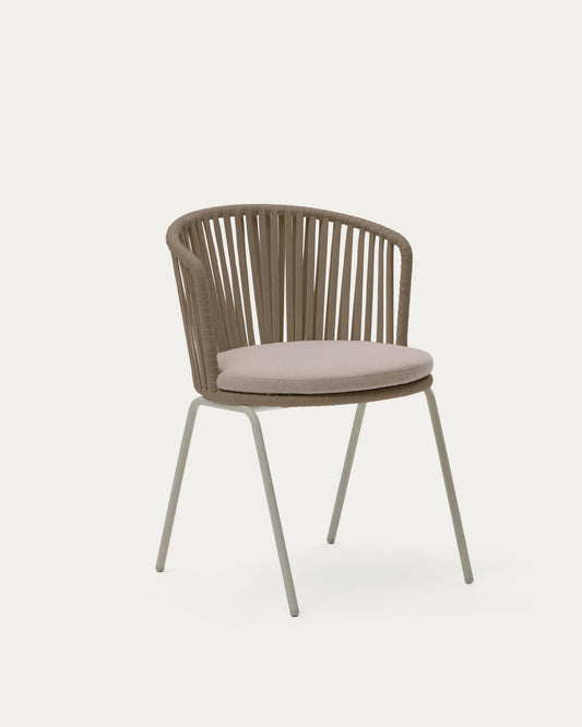 Sedia da esterni Saconca in corda e acciaio zincato beige