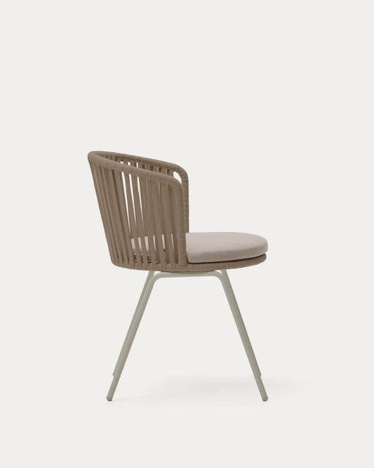 Sedia da esterni Saconca in corda e acciaio zincato beige