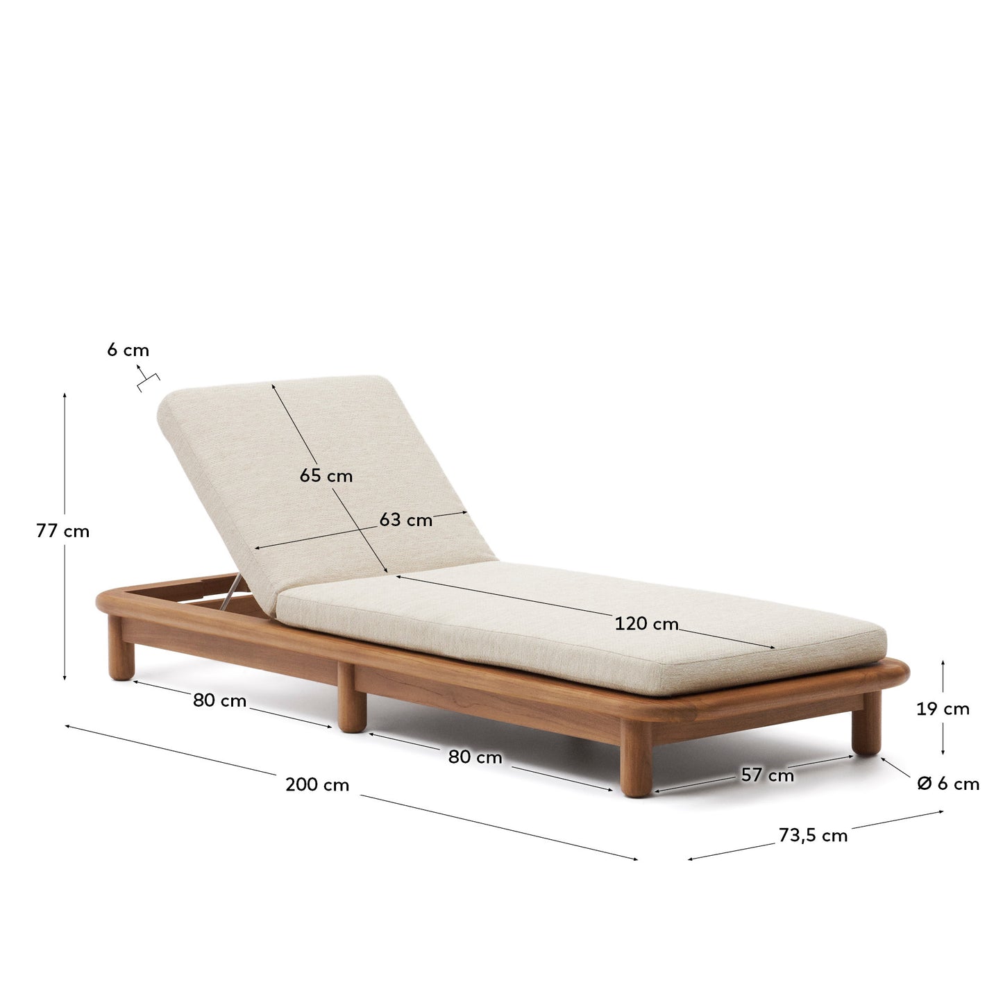 Sdraio Turqueta in legno massiccio di teak