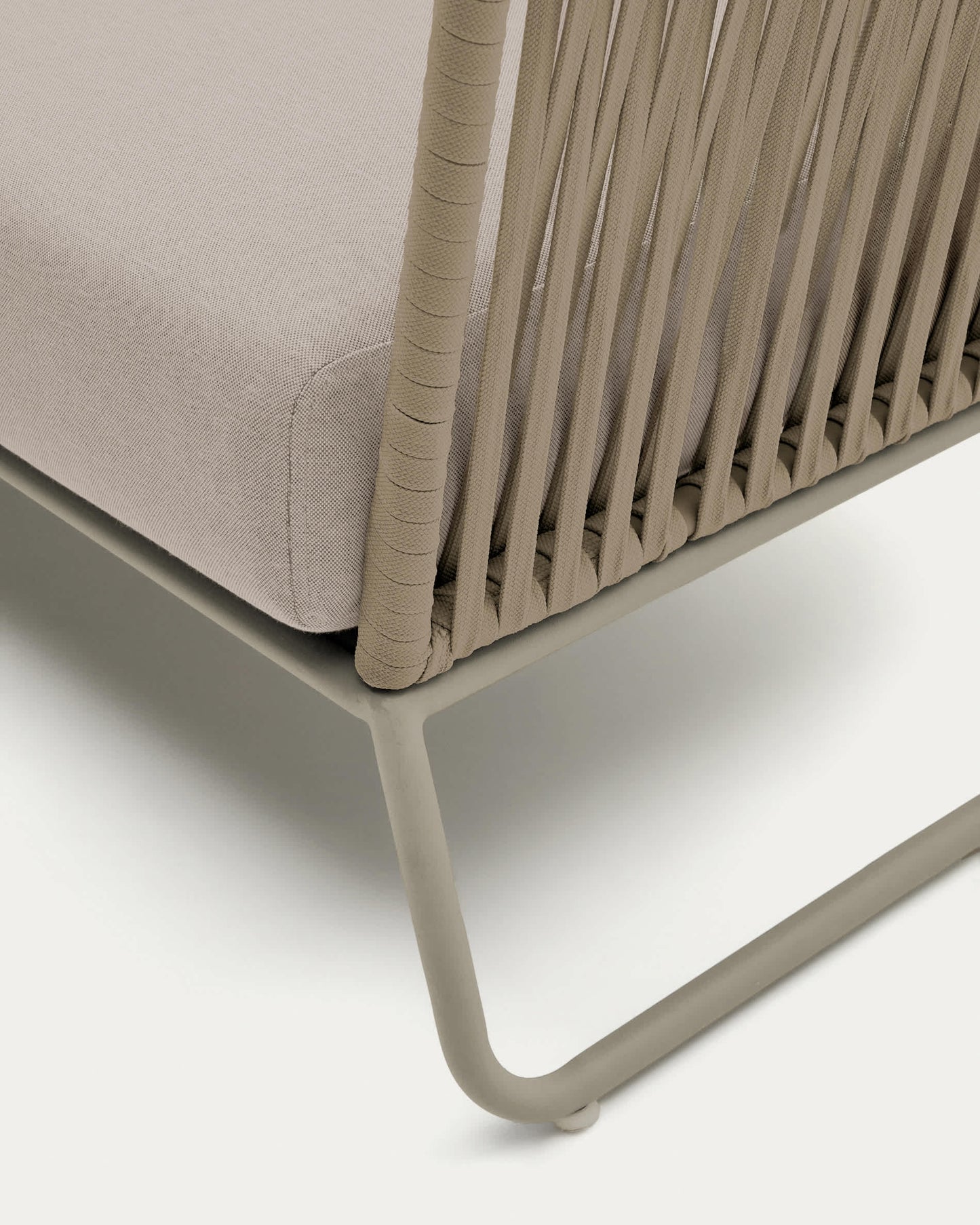 Divano da esterno a 3 posti Saconca in corda e acciaio zincato beige 189 cm