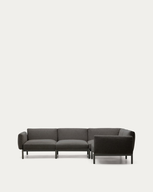 Divano modulare angolare 5 posti da esterni Sorells grigio e alluminio grigio 276 x 191,5 cm