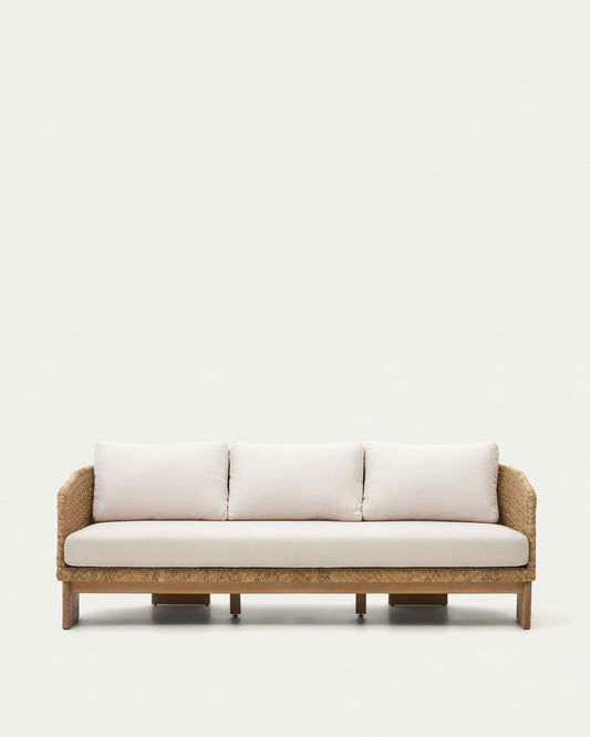 Divano Xoriguer a 3 posti in rattan sintetico e legno massiccio di eucalipto 223 cm