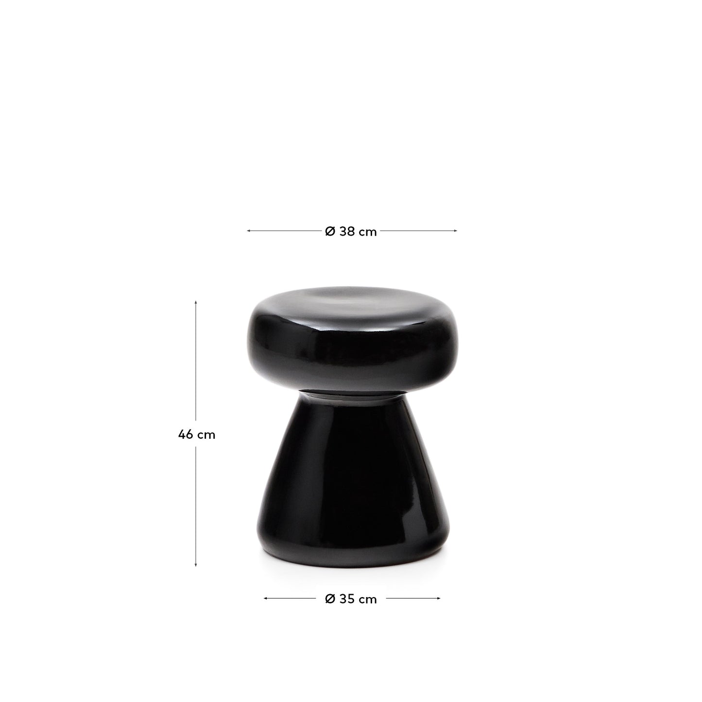 Tavolino da appoggio Manya in ceramica nero Ø 38 cm