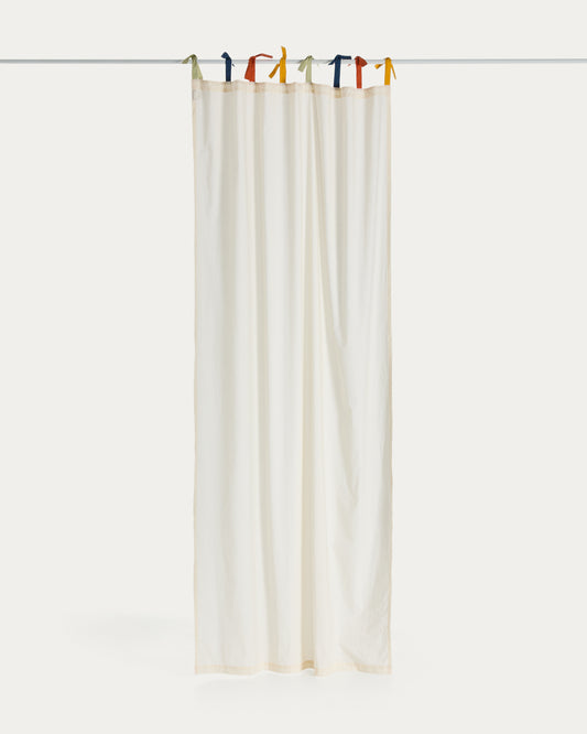 Tenda Zelda 100% cotone bianco e fiocchi multicolori 135 x 270 cm