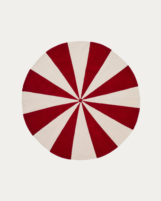 Tappeto Wirla 100% cotone beige e rosso Ø 100 cm