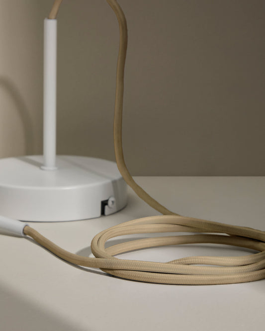 Supporto per lampada Fulvia in metallo con finitura bianca tessuto beige 150 m