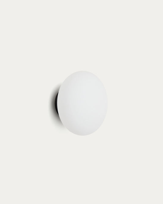 Lampada da parete Bamila in vetro fumé e metallo nero Ø 15 cm