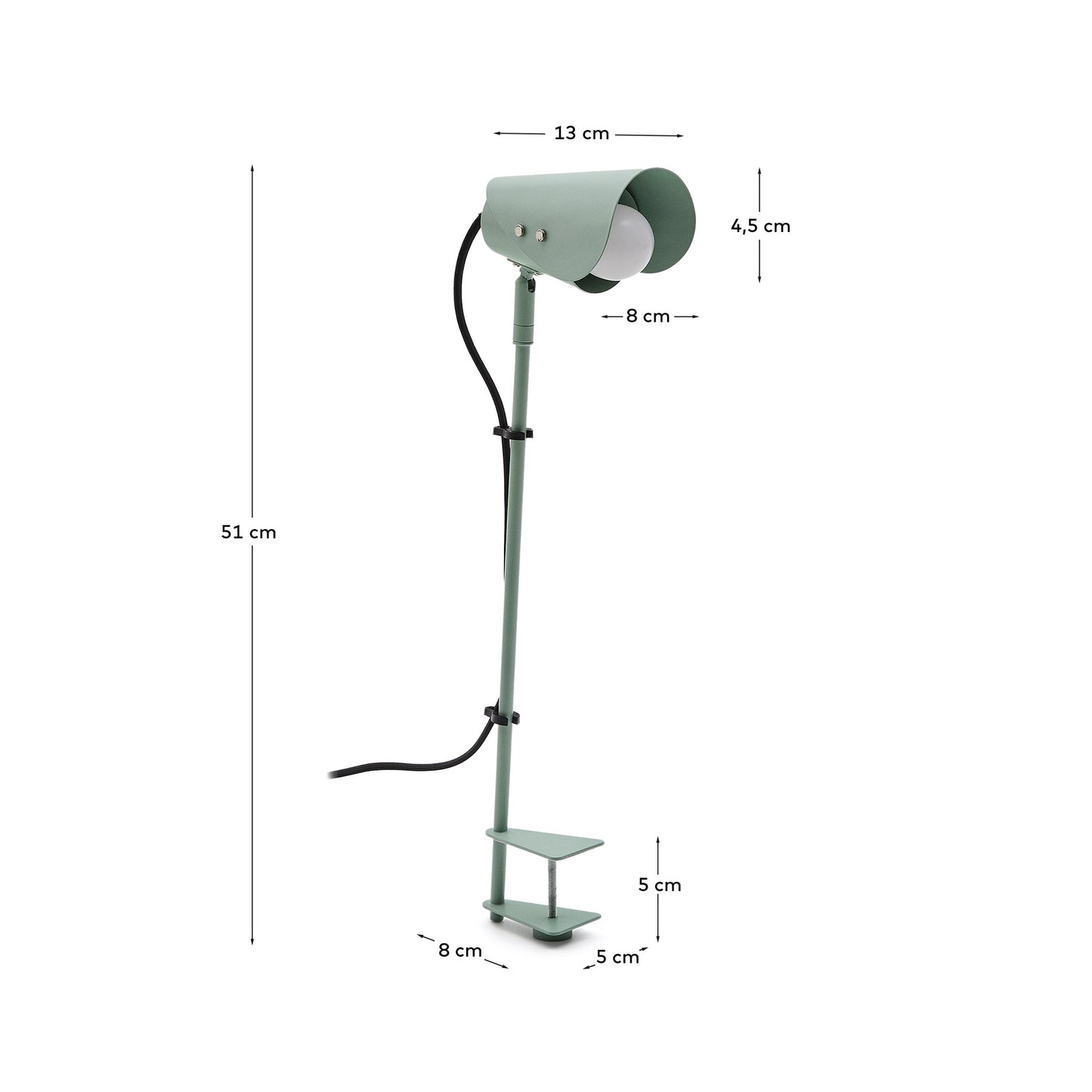 Lampada da tavolo con morsetto Jula in metallo verde