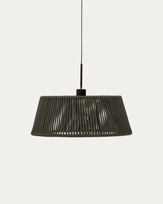 Paralume per lampada da soffitto Aldet in corda nera e verde mélange Ø 46 cm