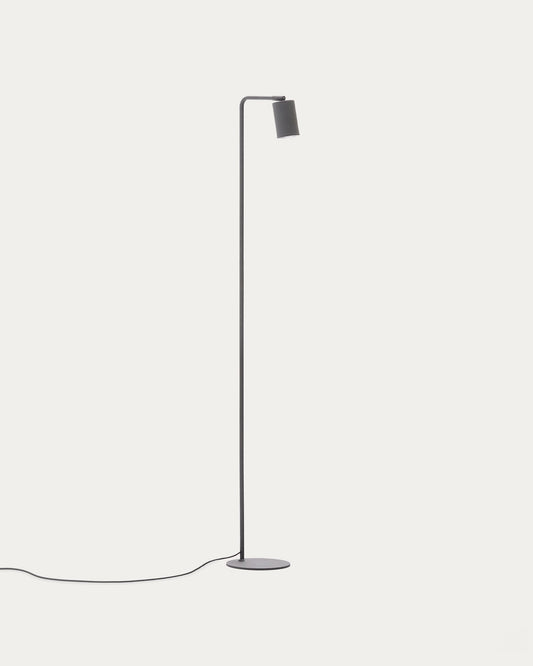 Lampada da terra Manie in metallo con finitura effetto ghisa nera