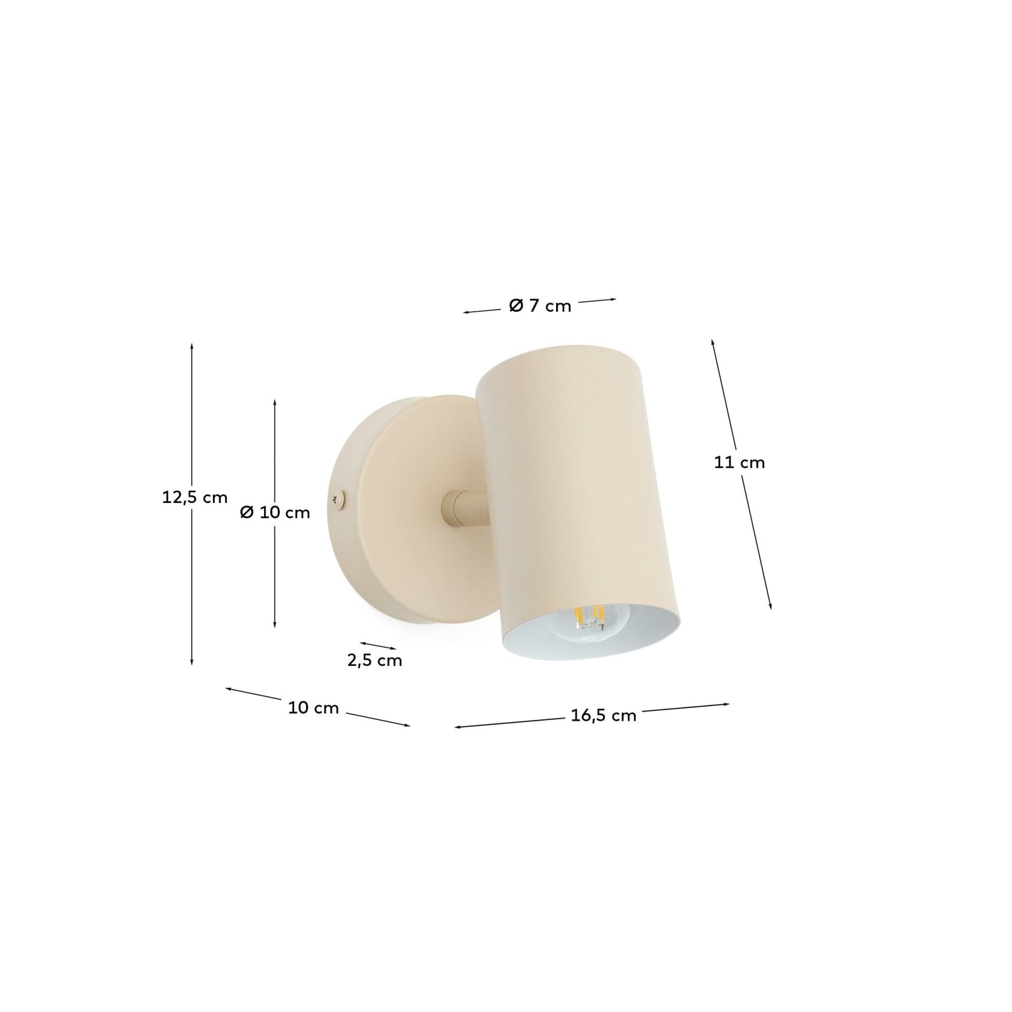 Applique da parete Manie in metallo con finitura beige testurizzata