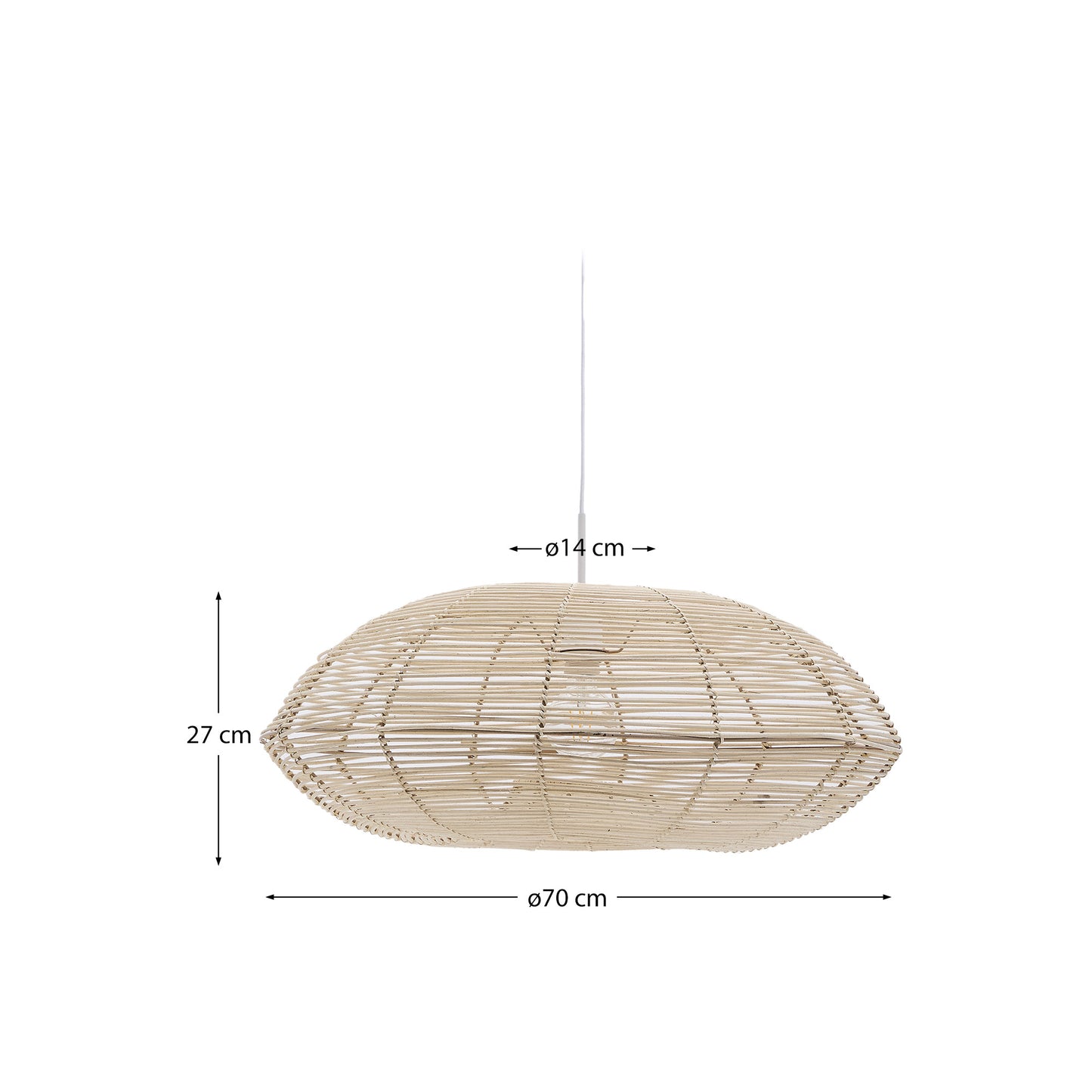 Paralume per lampada da soffitto Flaro in rattan con finitura chiara Ø 70 cm
