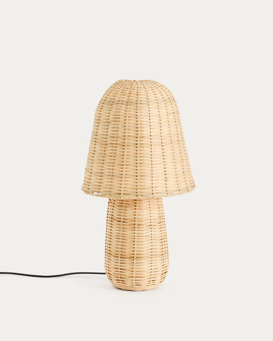 Lampada da tavolo Neuda in rattan con finitura chiara