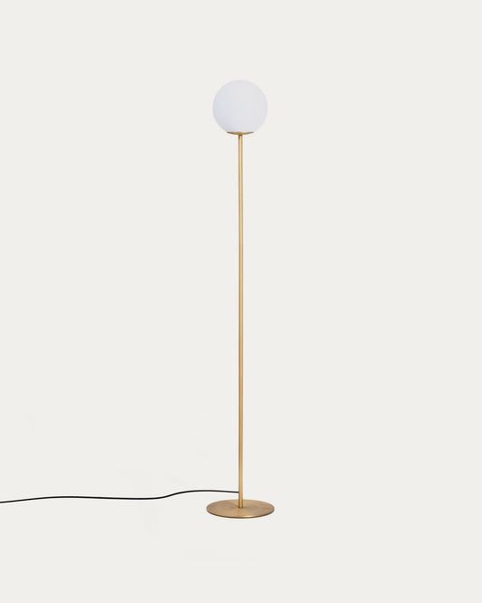 Piantana Brisia in metallo con finitura in ottone spazzolato e 1 sfera in vetro satinato Ø 25 cm