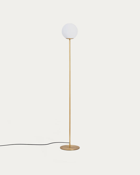 Piantana Brisia in metallo con finitura in ottone spazzolato e 1 sfera in vetro satinato Ø 25 cm