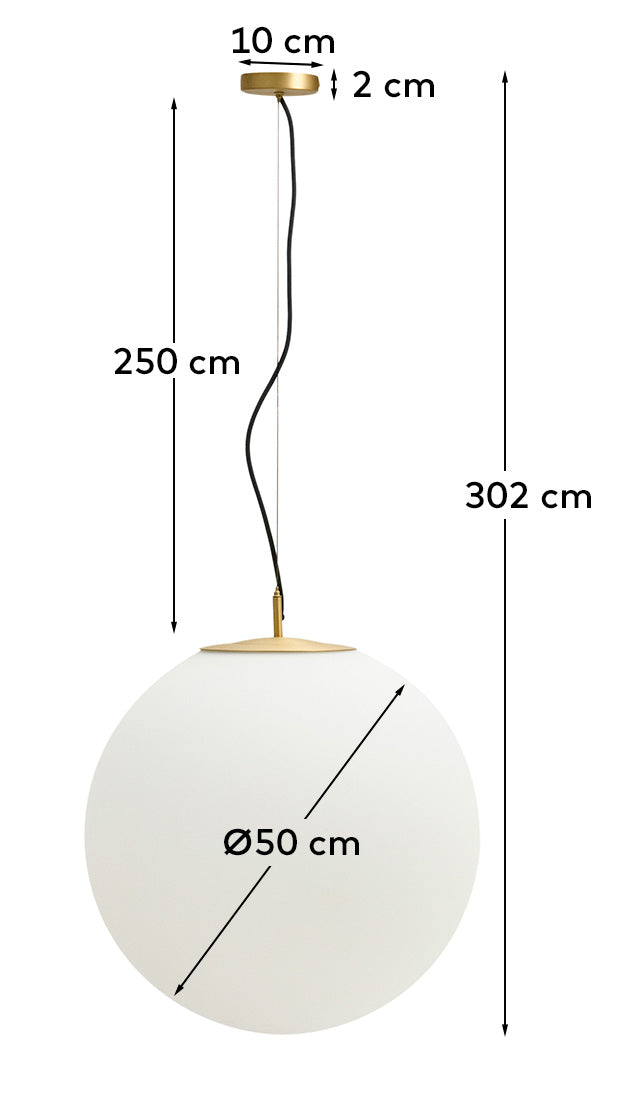 Lampada da soffitto Brisia in metallo con finitura in ottone spazzolato e 1 sfera in vetro satinato Ø 50 cm