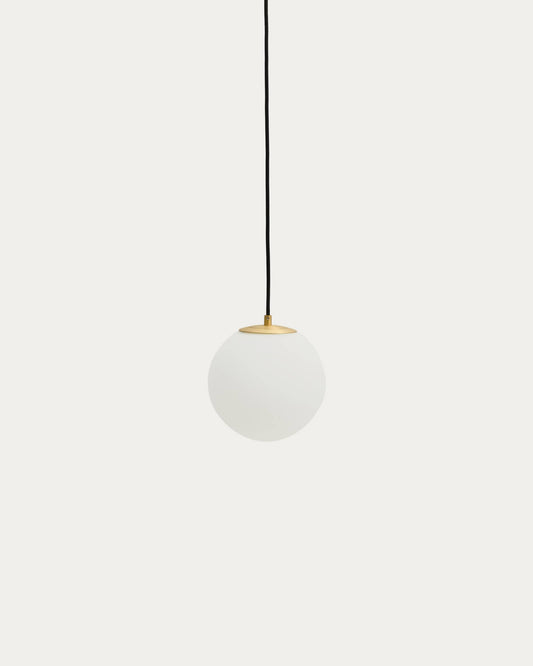 Lampada da soffitto Brisia in metallo con finitura in ottone spazzolato e 1 sfera in vetro satinato Ø 15 cm