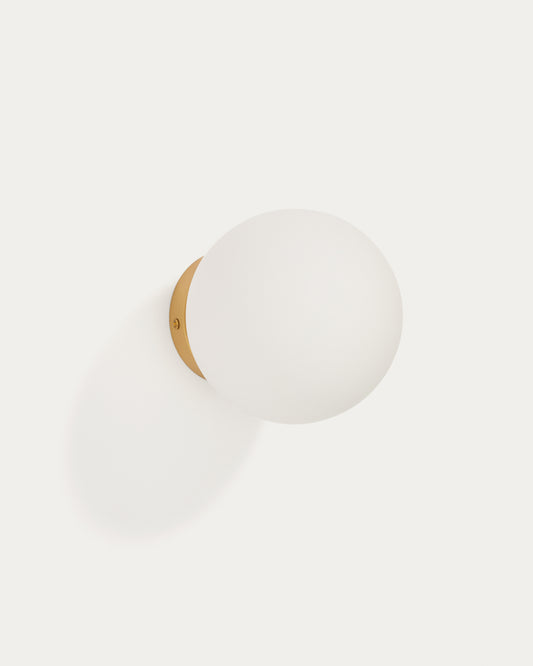 Applique Brisia in metallo con finitura in ottone spazzolato e 1 sfera in vetro satinato Ø 15 cm
