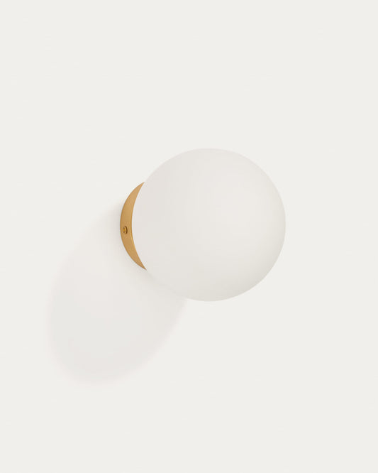 Applique Brisia in metallo con finitura in ottone spazzolato e 1 sfera in vetro satinato Ø 15 cm
