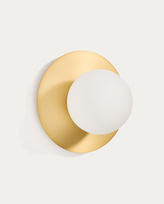 Applique da parete Brisia in metallo con finitura in ottone spazzolato e 1 sfera in vetro satinato Ø20 cm