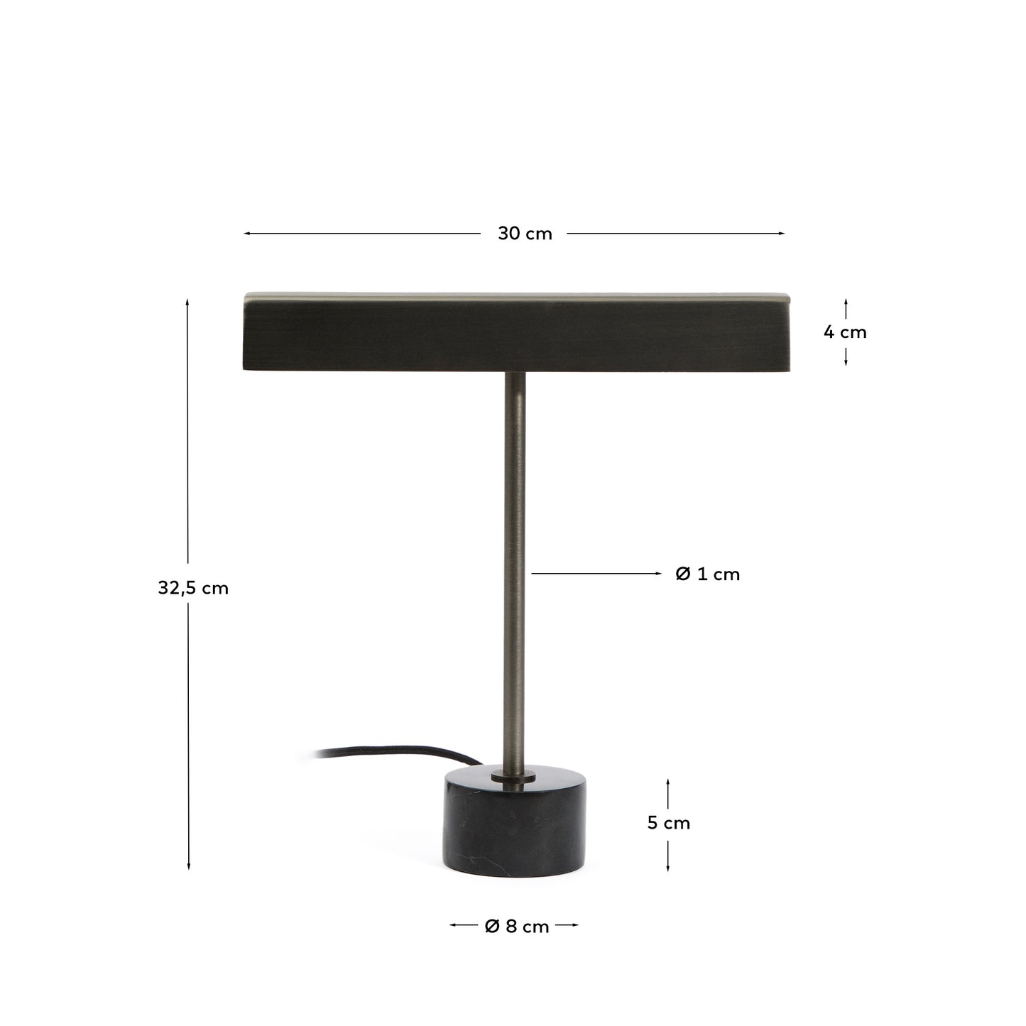 Lampada da tavolo Lynor in metallo spazzolato con base in marmo nero