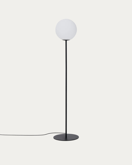 Piantana Brisia in metallo con finitura nera e 1 sfera in vetro satinato Ø 30 cm