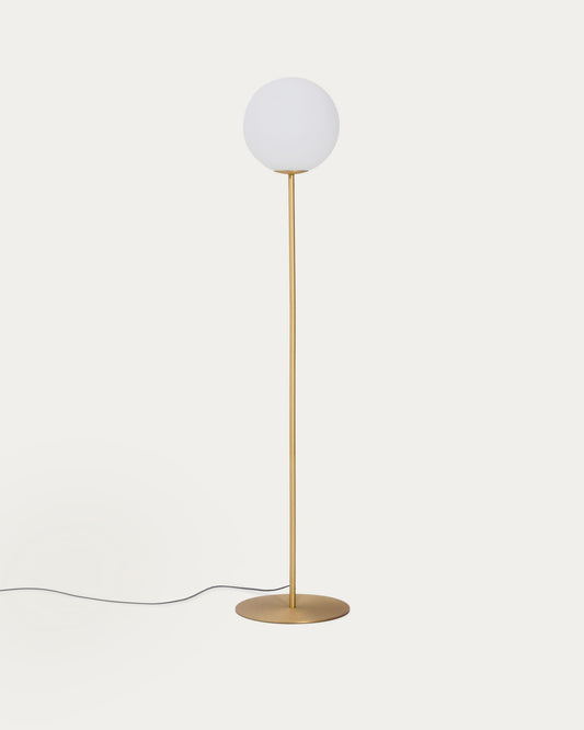 Piantana Brisia in metallo con finitura in ottone spazzolato e 1 sfera in vetro satinato Ø 30 cm