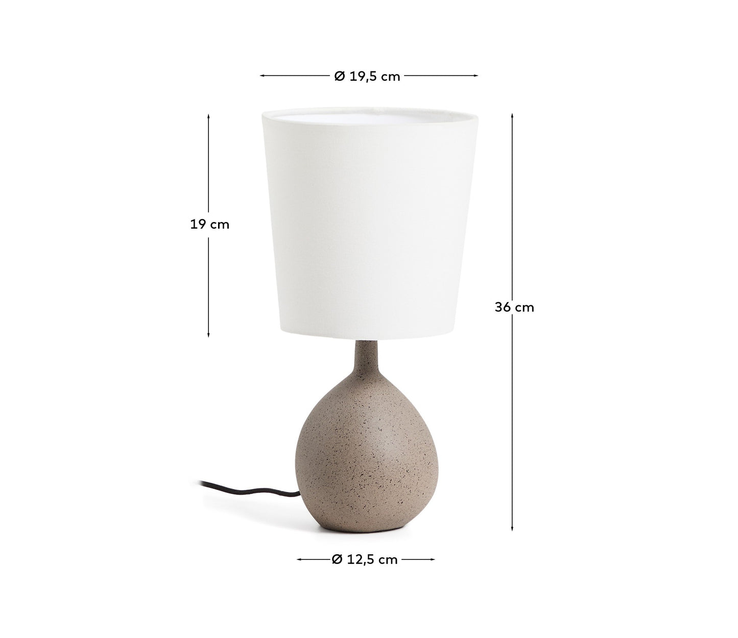 Lampada da tavolo piccola Viona con effetto pietra testurizzata e paralume in cotone