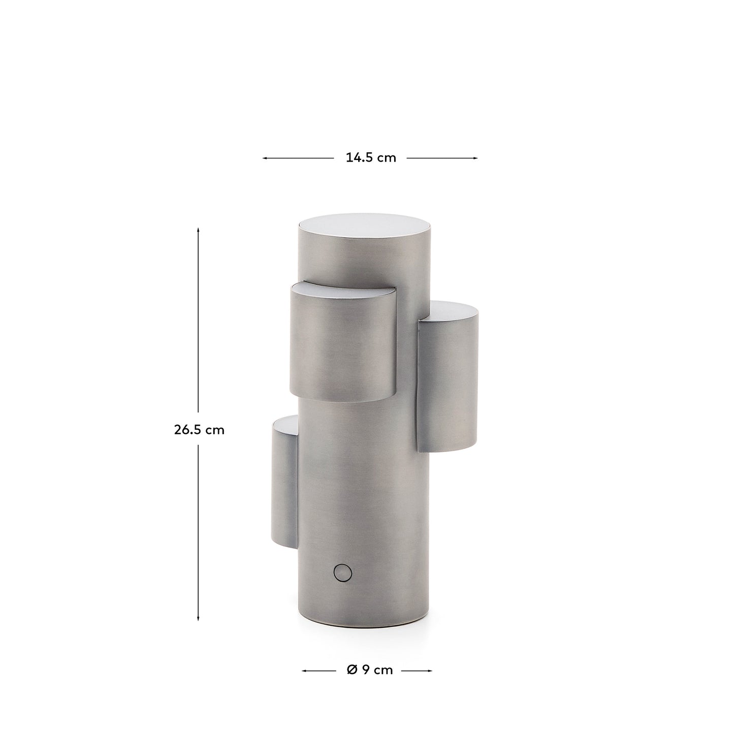 Lampada da tavolo portatile a LED Adrina in metallo grigio chiaro con finitura spazzolata